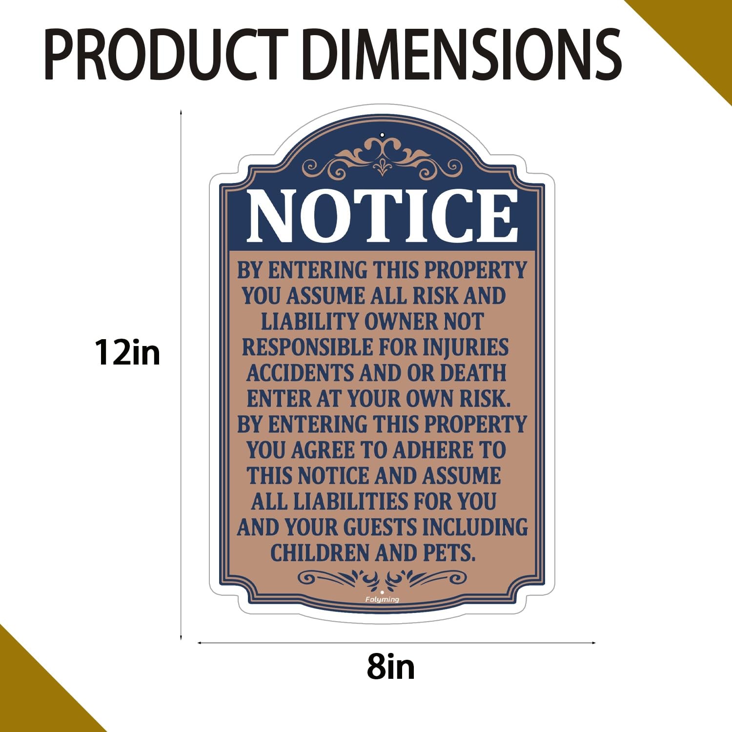 Folyming 2 Pack Notice Not Responsible For Accidents Or Injuries Enter At Your