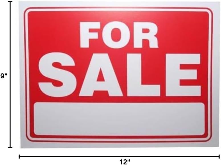 4 Pack Plastic Waterproof For Sale Signs 9×12 Inch for Yard Garage Retail