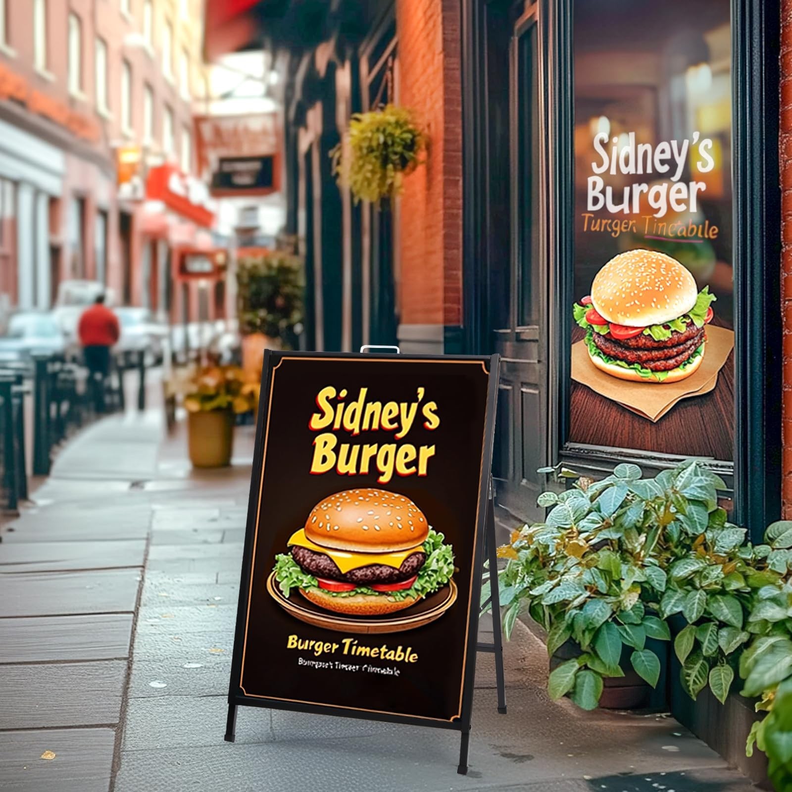 Heavy Duty A-Frame Sign with Carry Handle, 24×36&Prime; Folding Sidewalk Board for Out