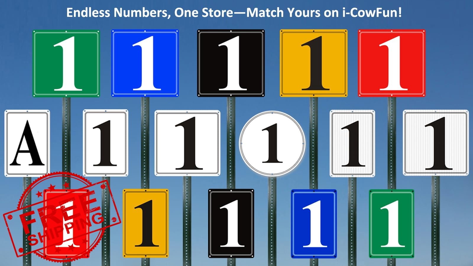 i-CowFun Metal Number Signs 42 Aluminum 12&Prime; Parking
