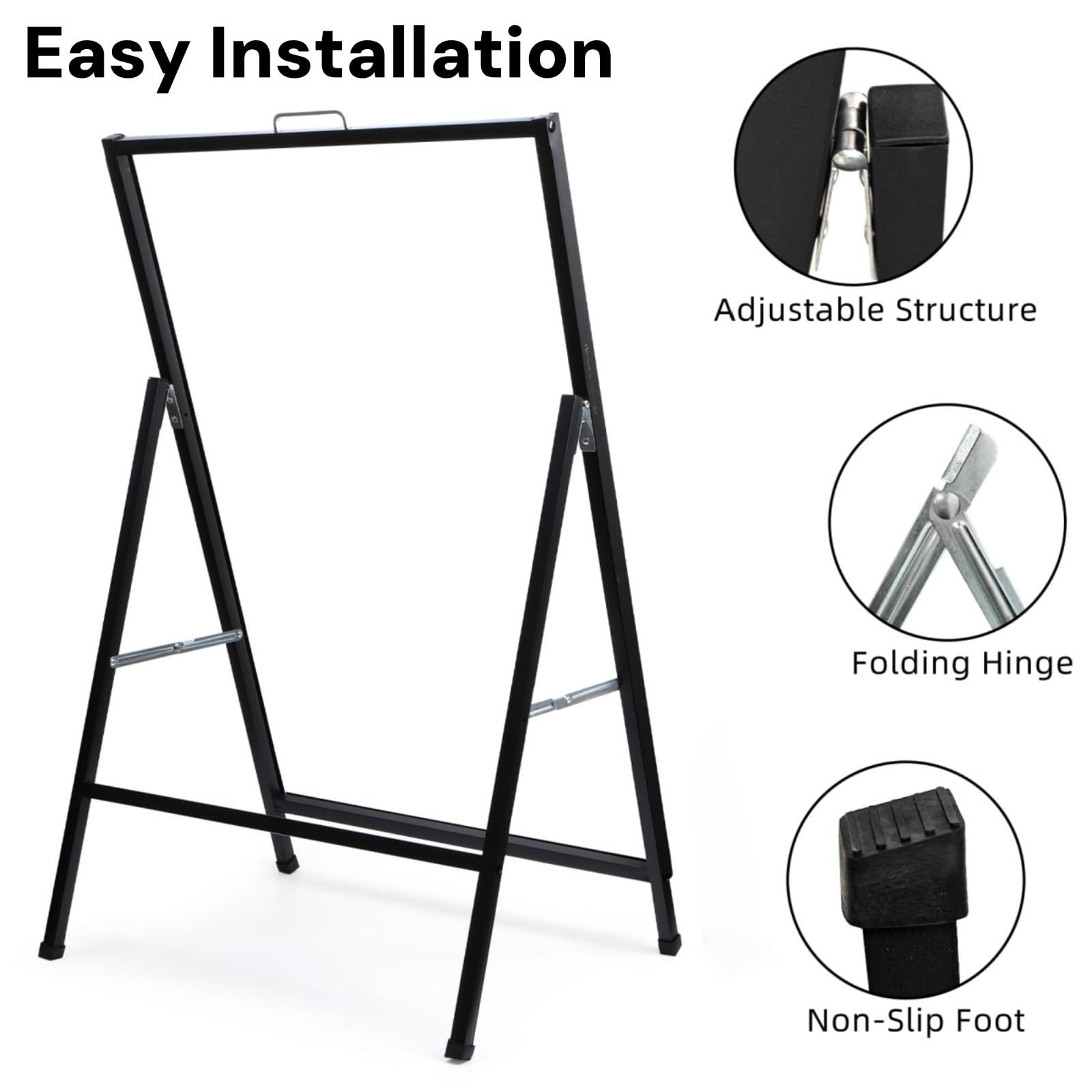 Heavy Duty A-Frame Sign with Carry Handle, 24×36&Prime; Folding Sidewalk Board for Out