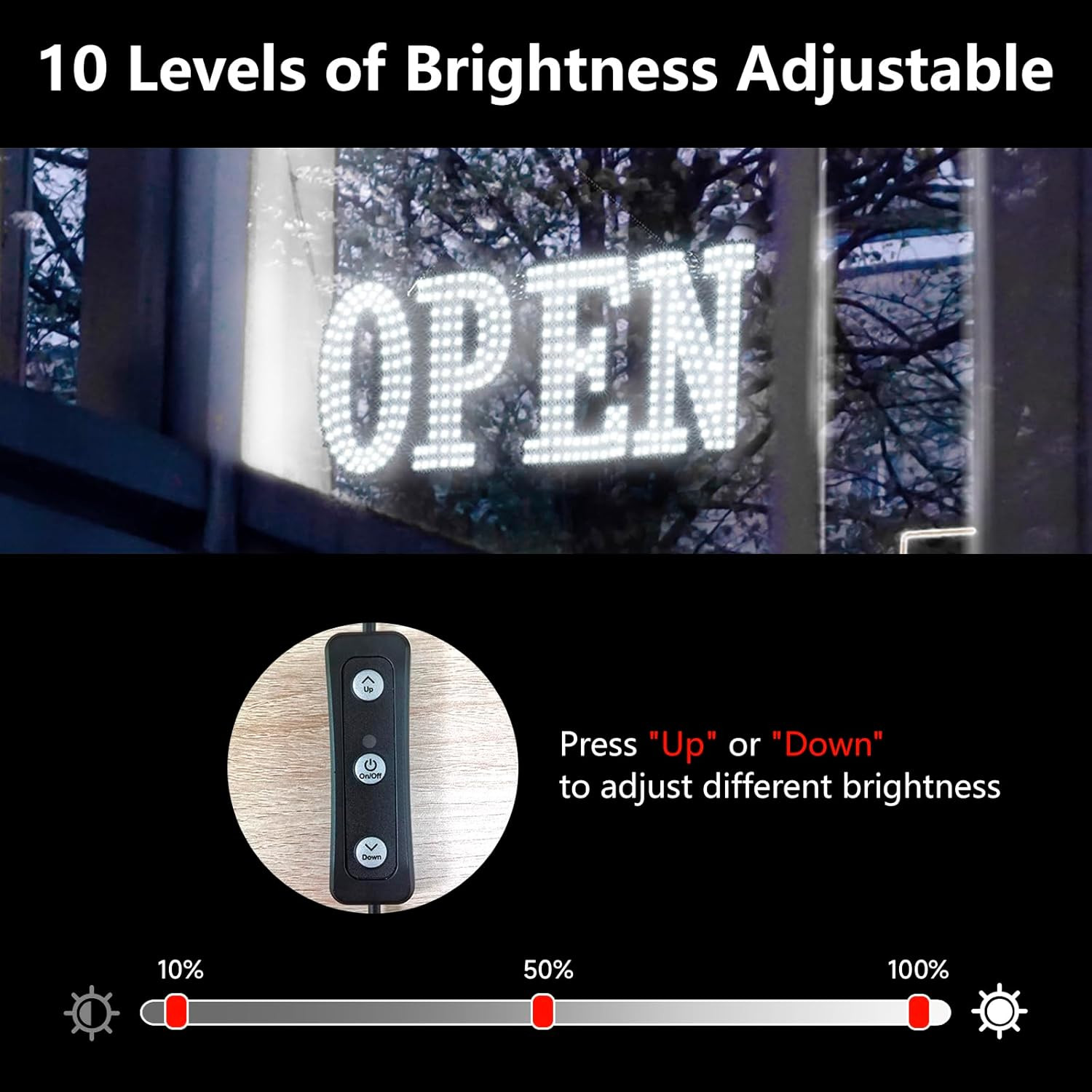 40&Prime;X14&Prime; Extra Large LED Open Signs for Business with Remote Controlled, 10 Level