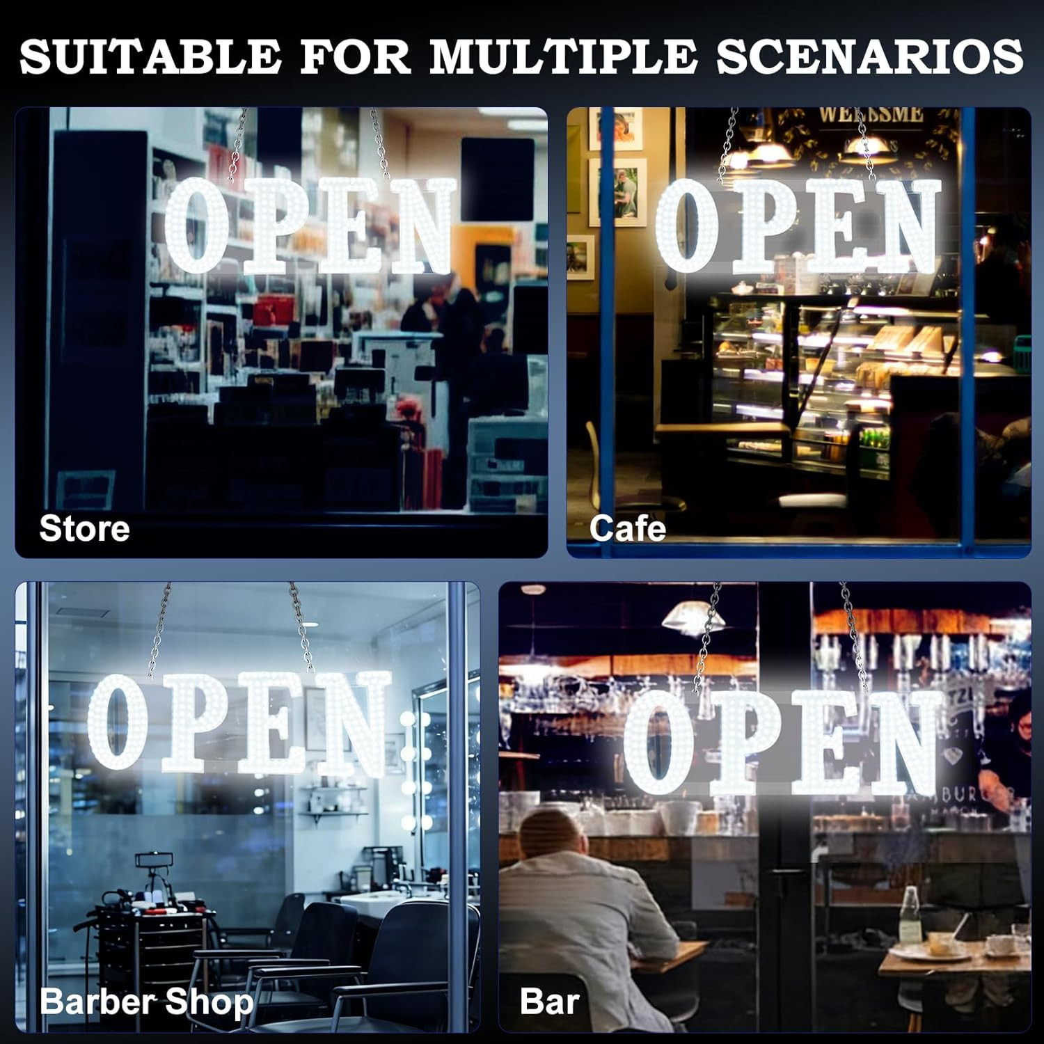 Open Sign for Business 30&Prime;X10&Prime; with Timer and Remote Control, 10 Flashing Modes