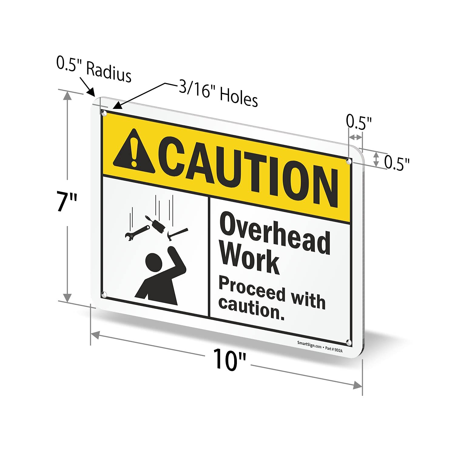7 x 10 inch “Caution – Overhead Work Proceed with Caution” ANSI Sign Digital …