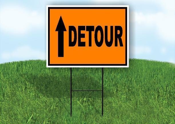 DETOUR STRAIGHT ARROW ORANGE BLACK Yard Sign with Stand LAWN SIGN