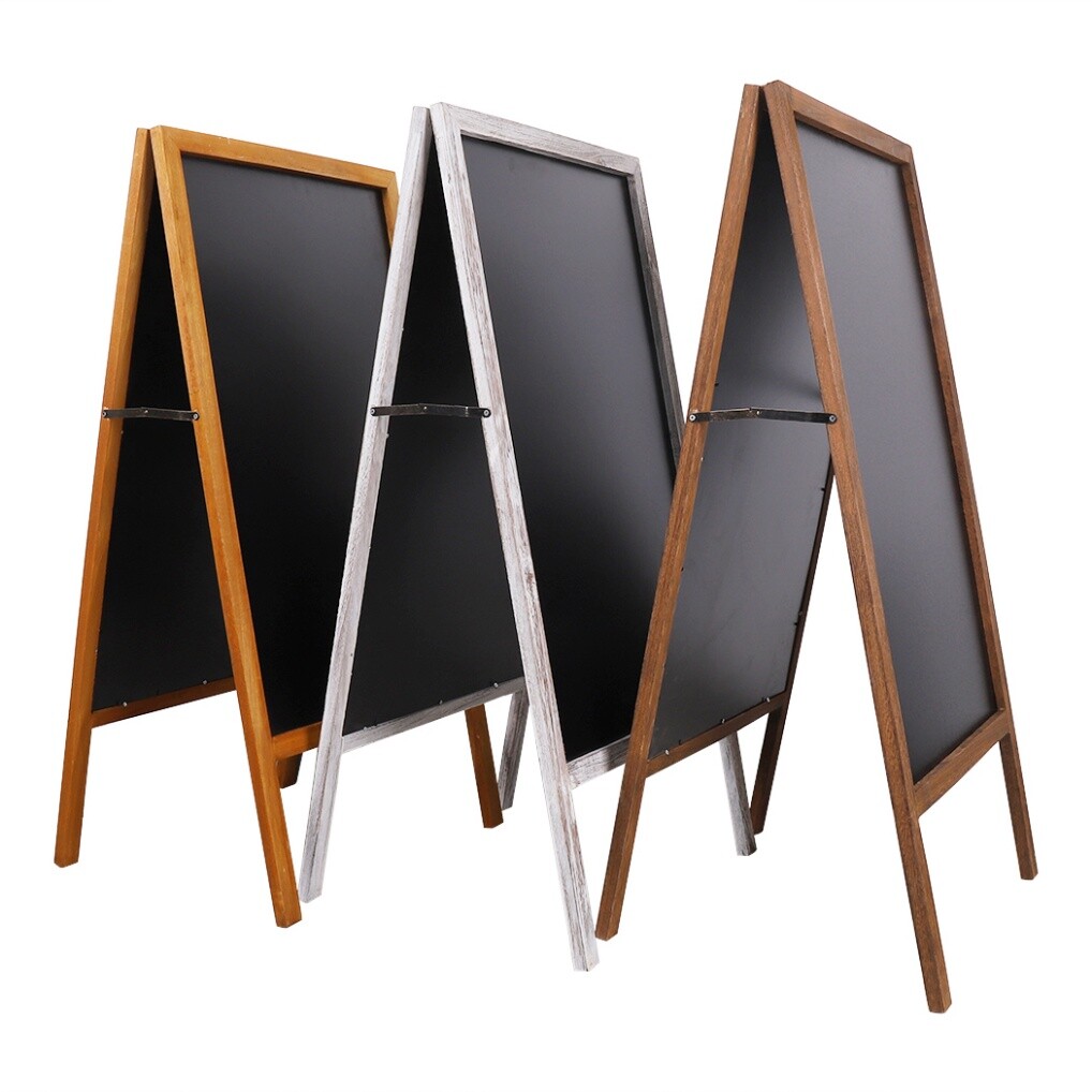 Large Wooden A-Frame Chalkboard Menu Sign Black Board Sidewalk Wedding Signage