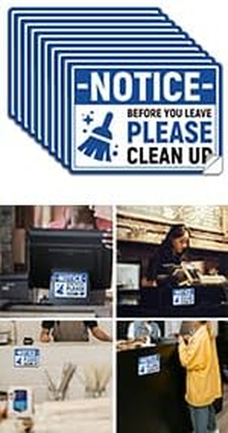 10Pcs before You Leave Please Clean up Sign Sticker, PVC Waterproof Please Clean