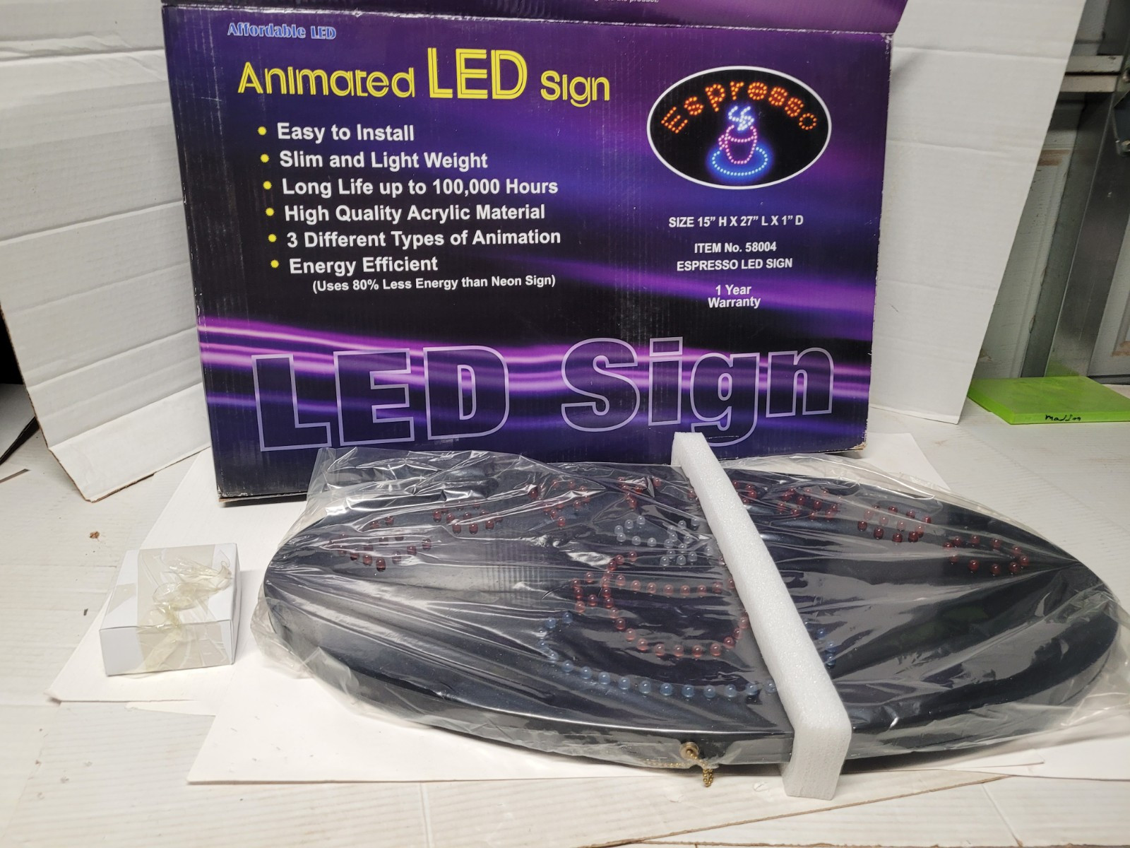 Animated Motion LED Expresso Business Sign On Off Swith Light Neon Display NEW