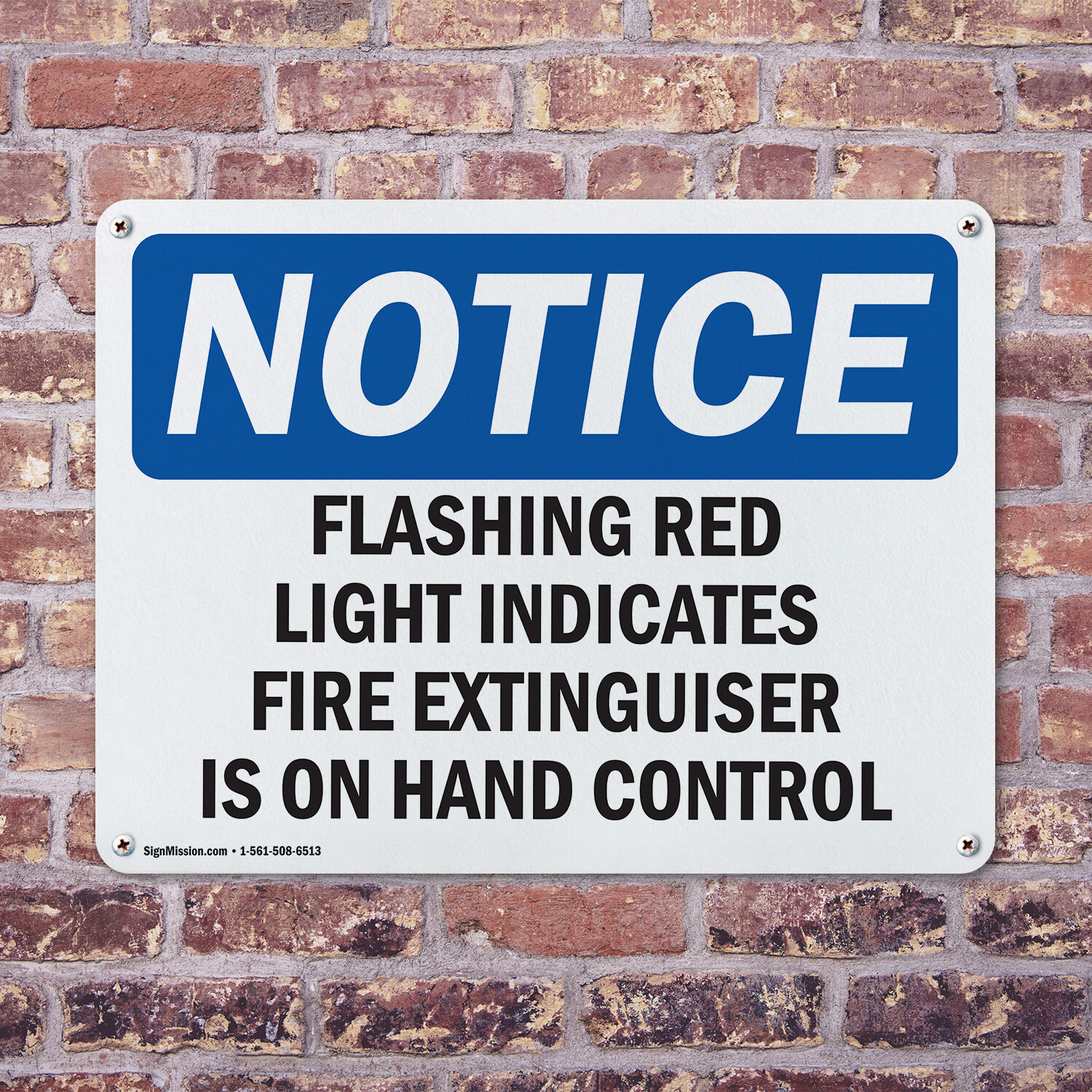 (2 Pack) Flashing Red Light Indicates Fire Extinguisher OSHA Notice Sign Decal