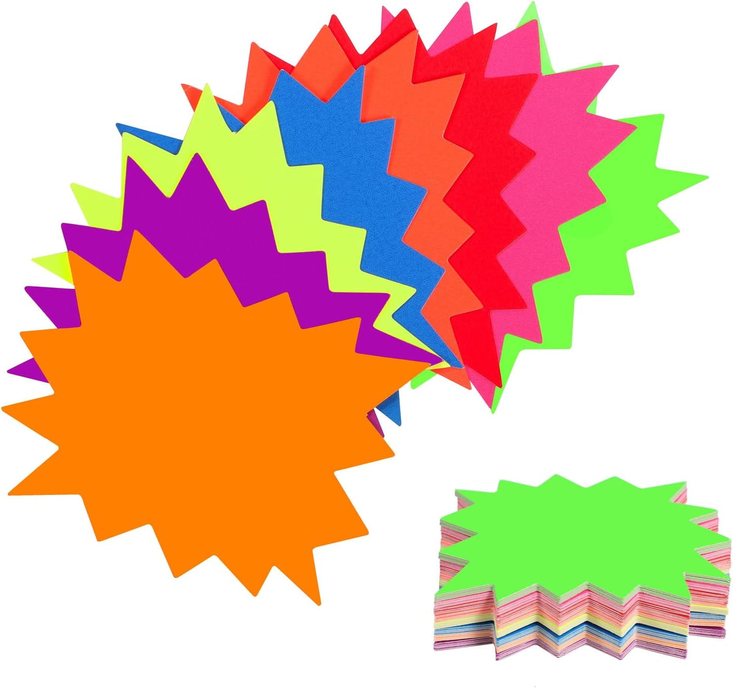 400PCS Neon Starburst Price Stickers Yard Garage Sale Poster Board Decorations