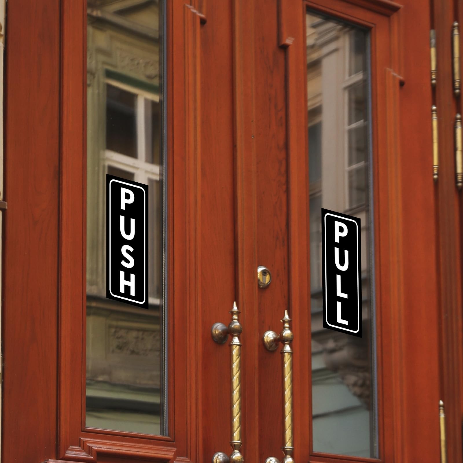 2 PCS Push Pull Door Signs, Vertical Push Pull Door Stickers Sign -Adhesive D…