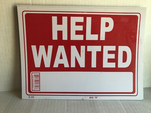 36 Sign- HELP WANTED – Plastic Size: 9&Prime; x 12&Prime; – 36pcs