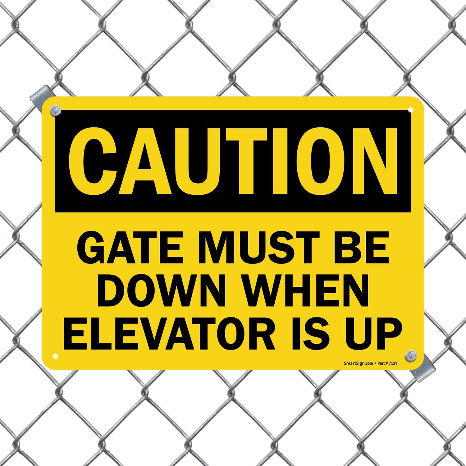 10 x 14 inch “Caution – Gate Must Be Down When Elevator Is Up” OSHA Sign Digi…