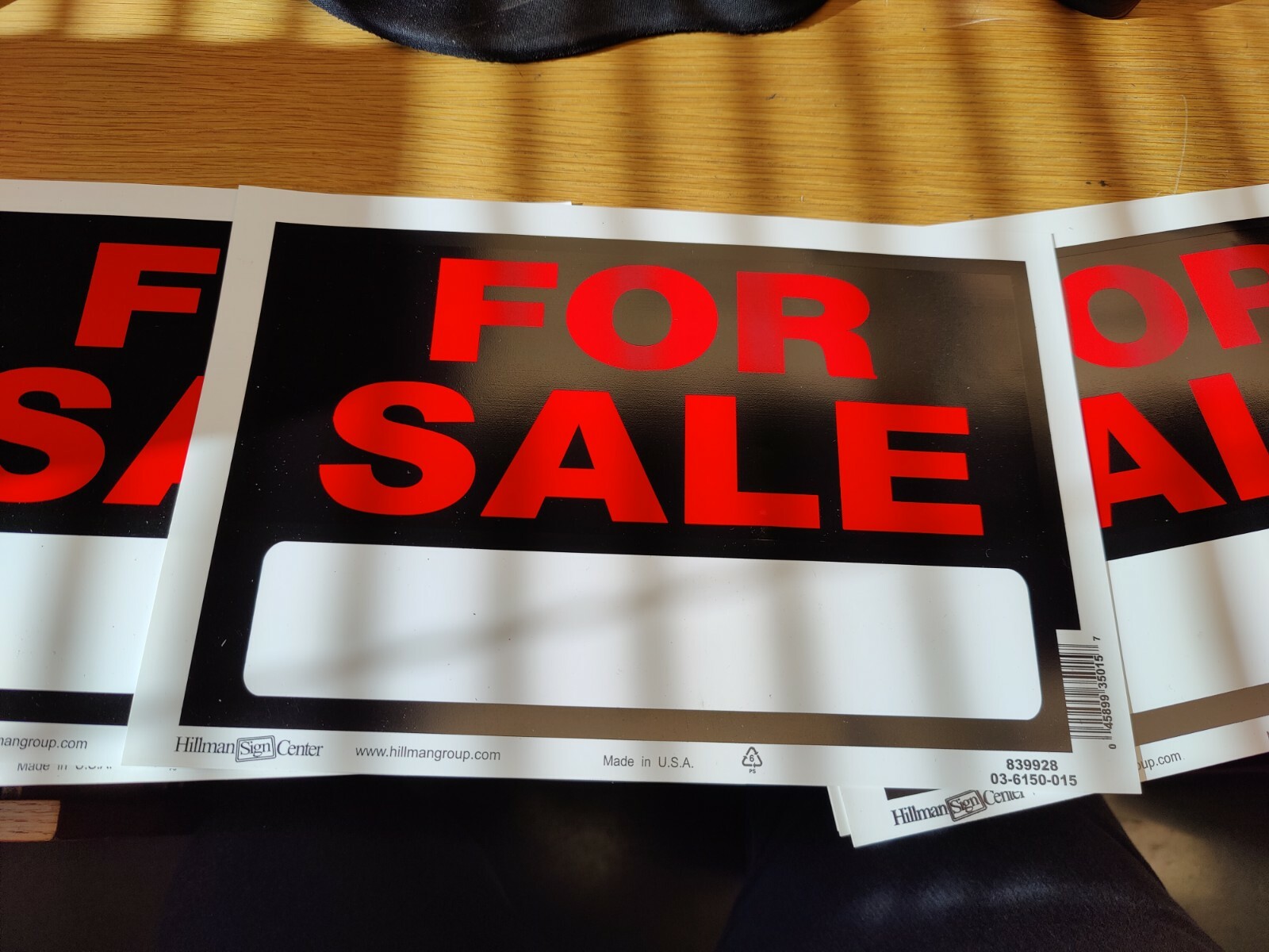For Sale Signs w/Fill In Space, Black and Red Plastic 8&Prime; x12&Prime; QTY 10