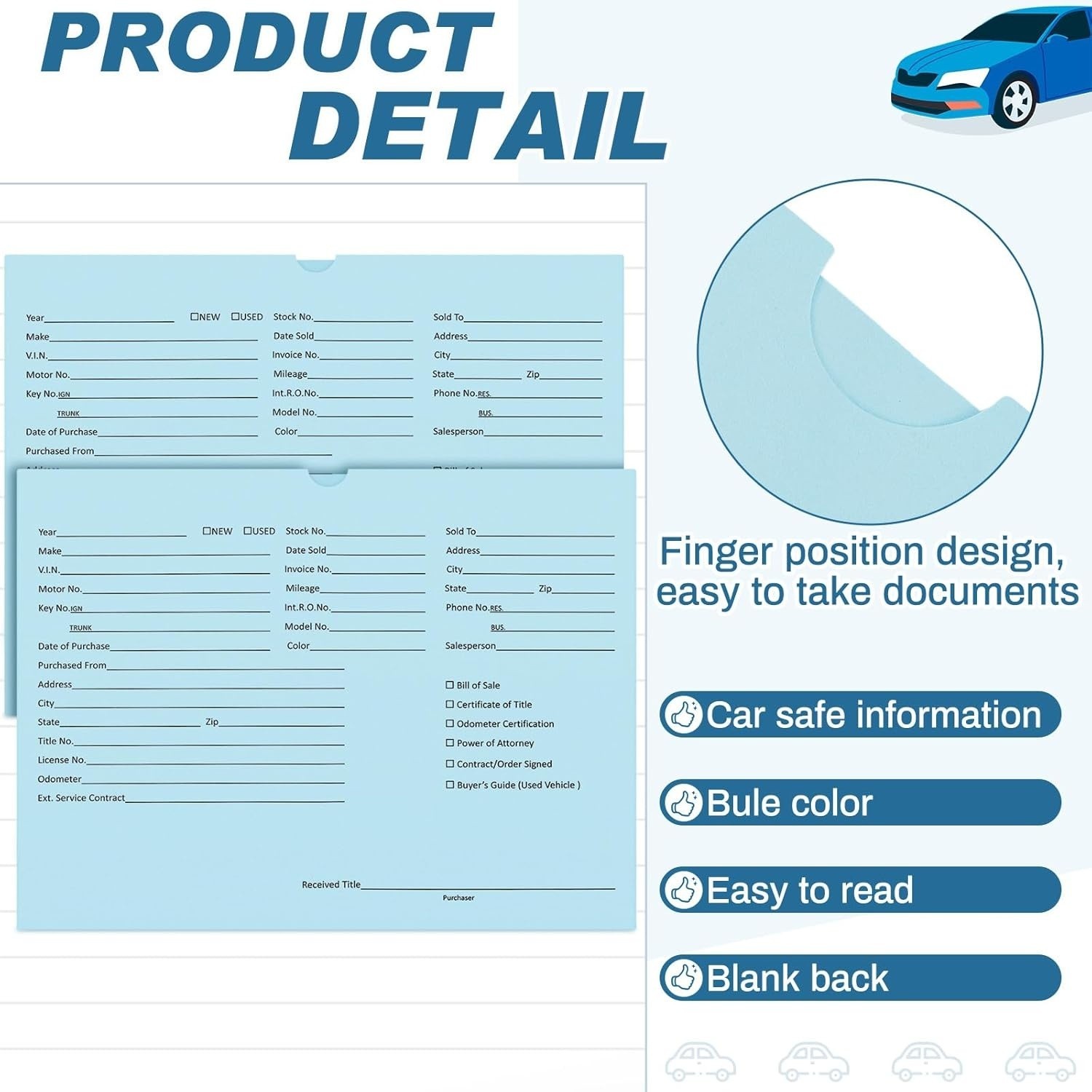 120 Pcs 9 x 12 In Vehicle Dealer Jackets for Car Sales 32lb Colored Printed Deal