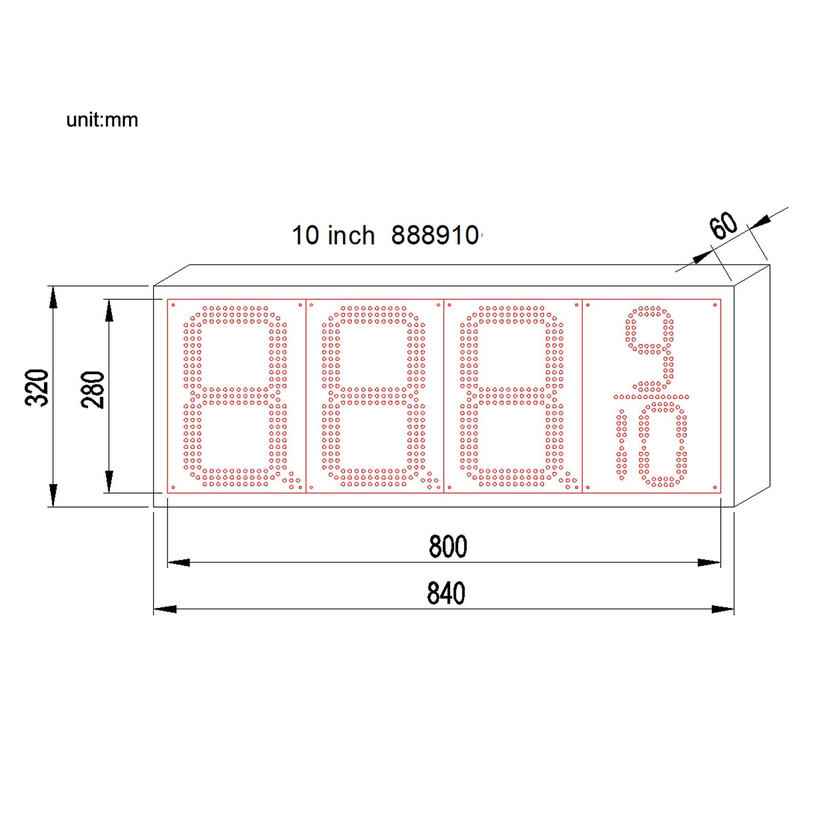 Multicolor 10&Prime; LED GAS STATION Electronic Fuel PRICE SIGN 88889