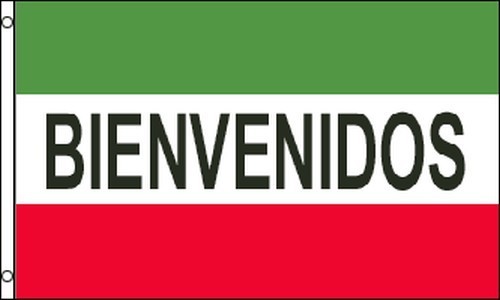 BIENVENIDOS Advertising Flag 3×5 Banner Red White Green Spanish Business Sign