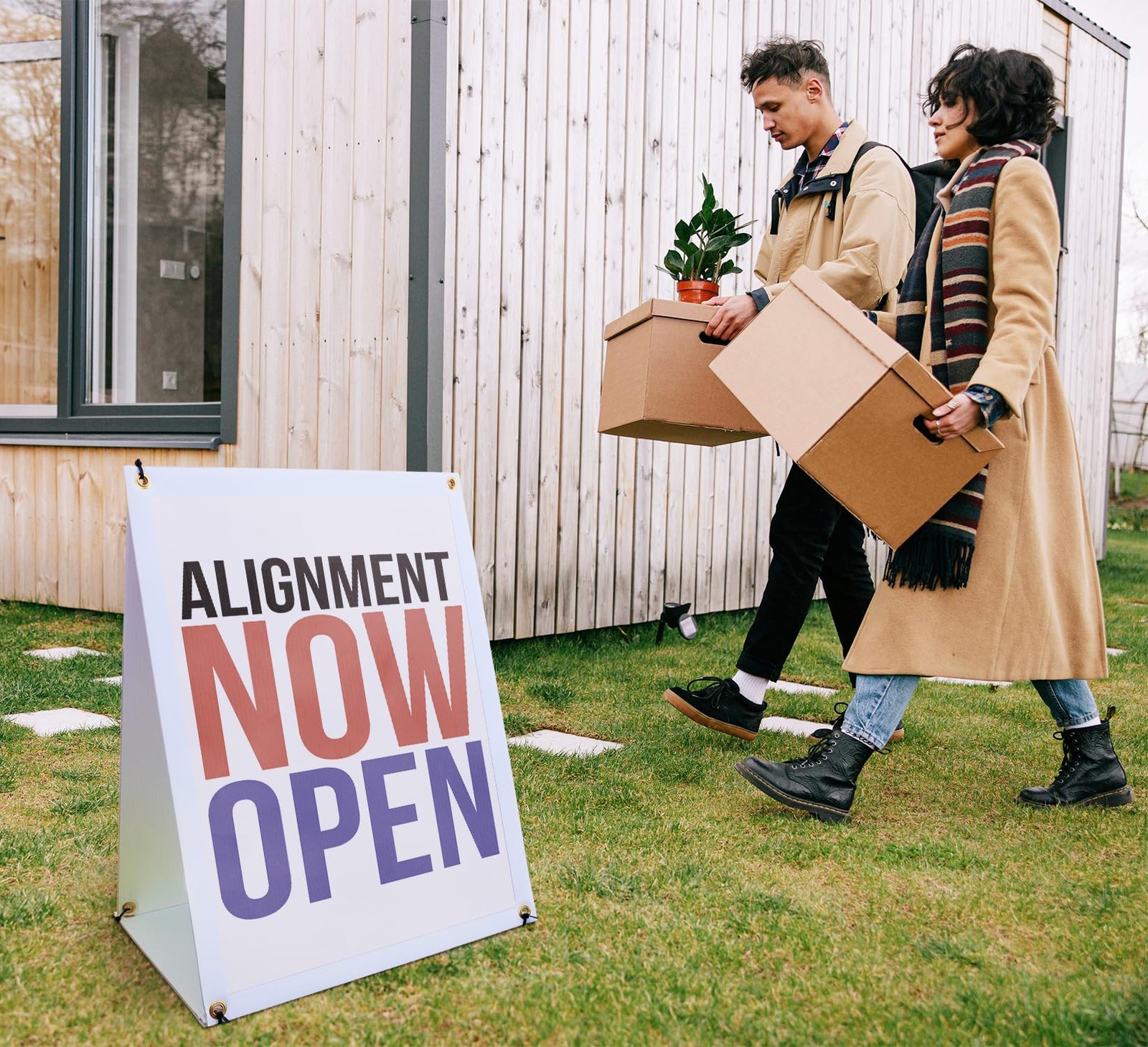 Signmission Alignment Now Open Sidewalk Sign 24 Inch X 36 Inch A-Frame Images