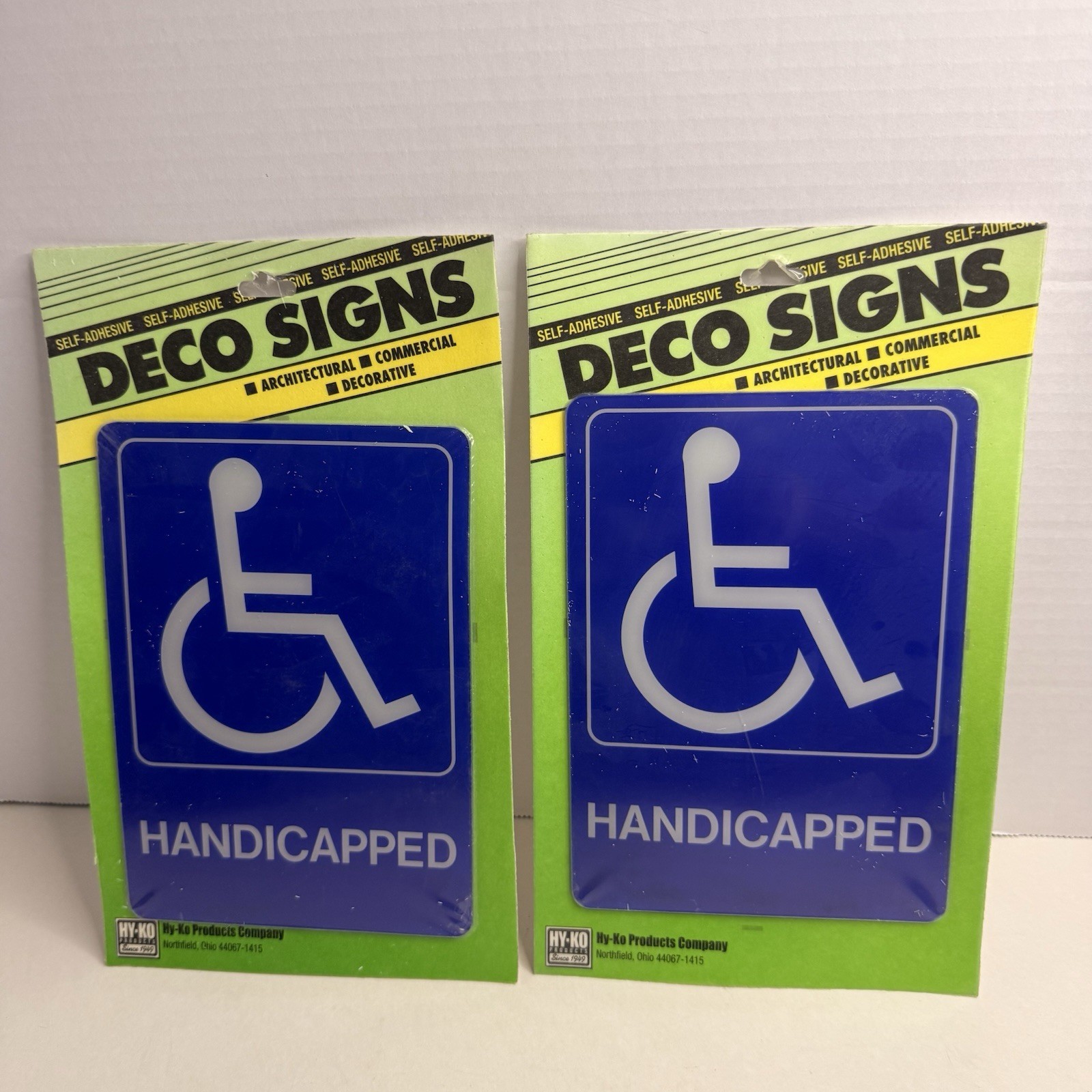 Handicapped Parking Sign 5×7 Self Adhesive Hy-Ko Lot of 2 ADA Blue