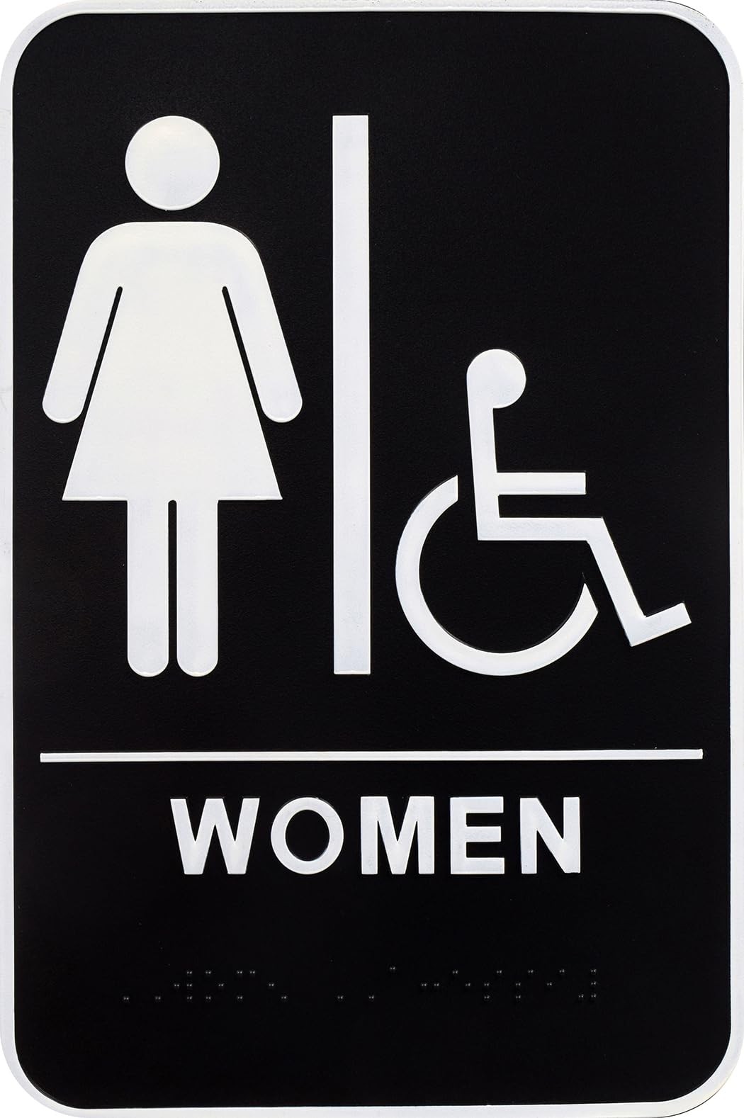 Women&rsquo;s Handicapped Restroom Sign with Braille 6×9&Prime; Bathroom Signage