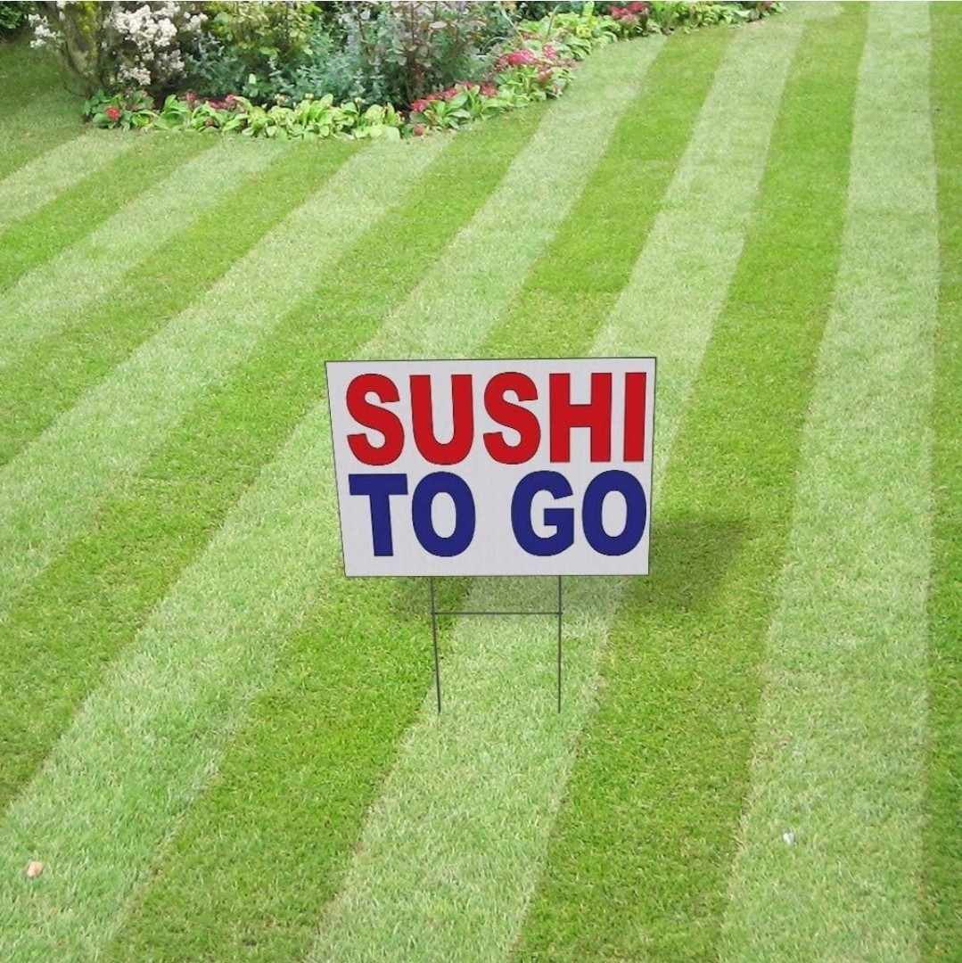 Fastasticdeals Sushi To Go Yard Sign Red Blue 18×12 in UV Water Resistant