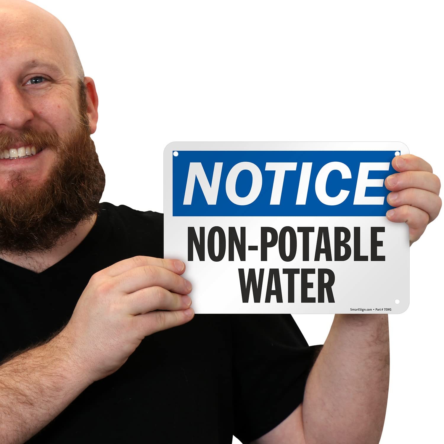 S2833AL10 Notice NonPotable Water Sign 7&Prime;x10&Prime; Aluminum Black/Blue White