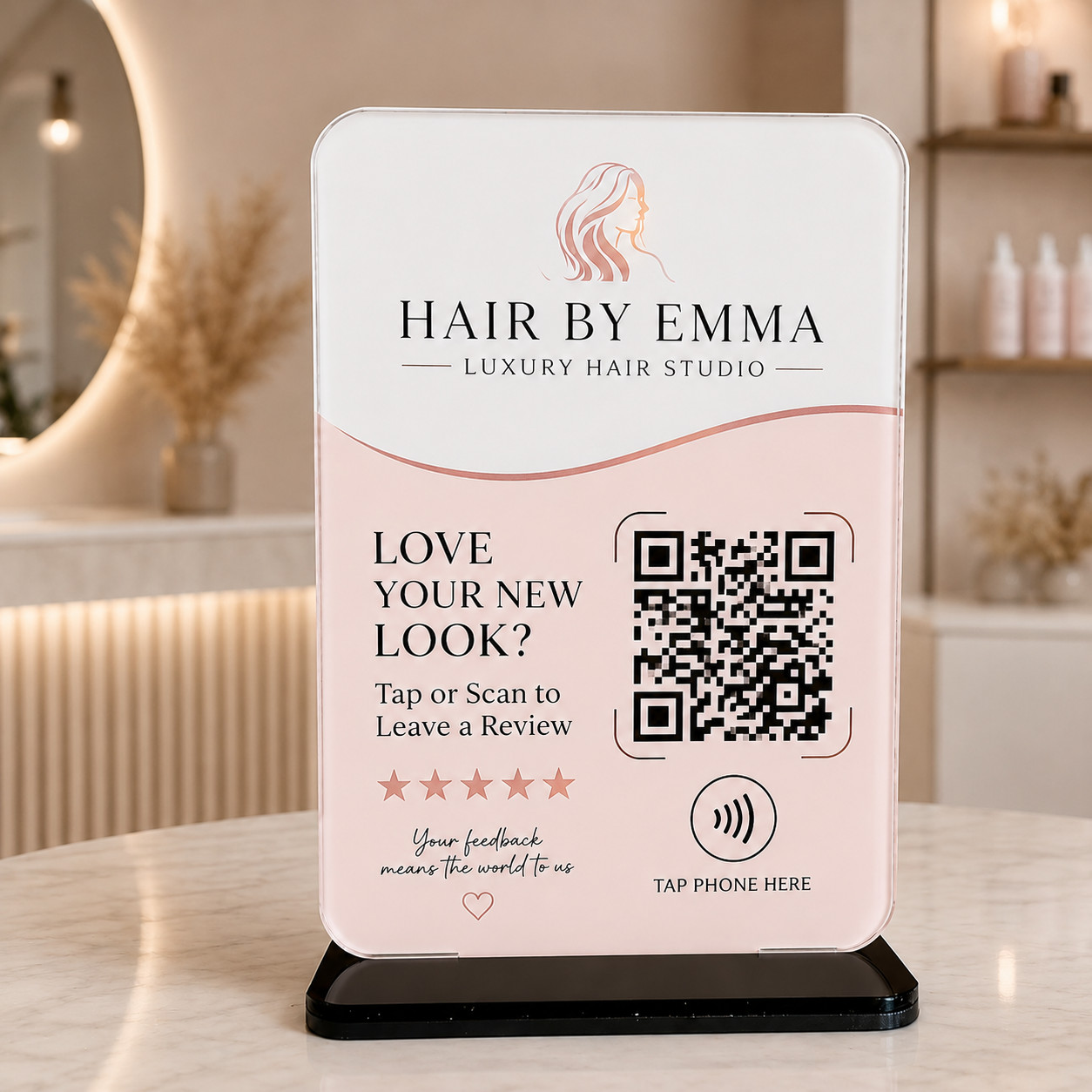 Custom Acrylic Review Sign Personalized NFC QR Code 10x15cm