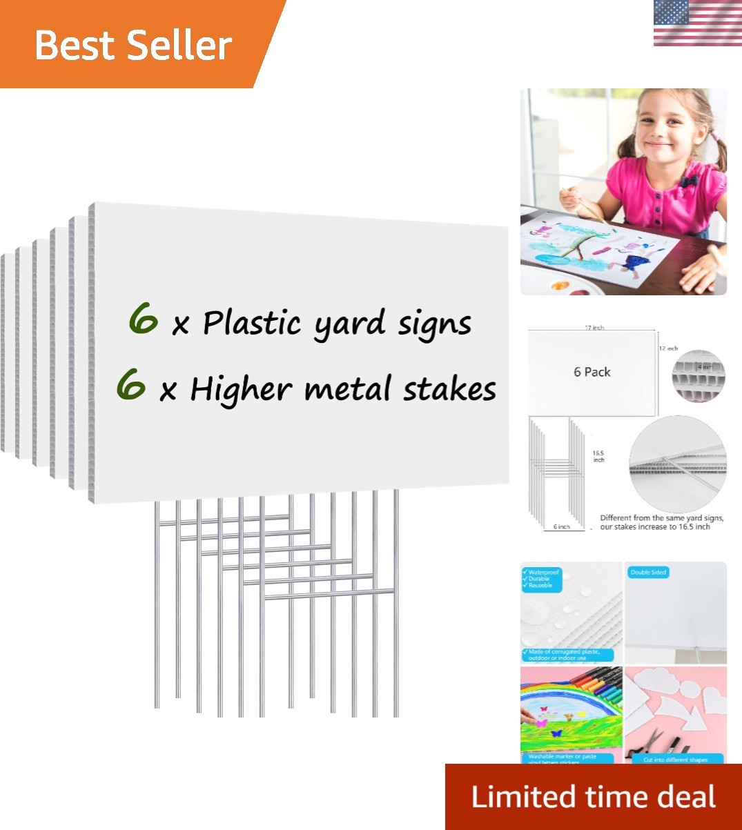 Customizable Lawn Signs with H-Stakes – 6 Pack, 17×12 Inches for Every Occasion