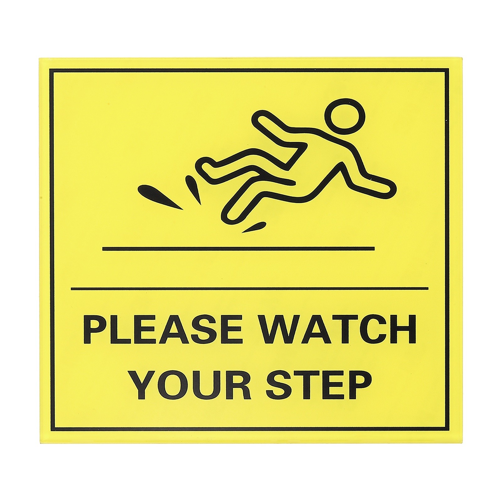 4&Prime; x 4&Prime; Please Watch Your Step Sign, 1 Pcs Warning Sign, Yellow with Black Text