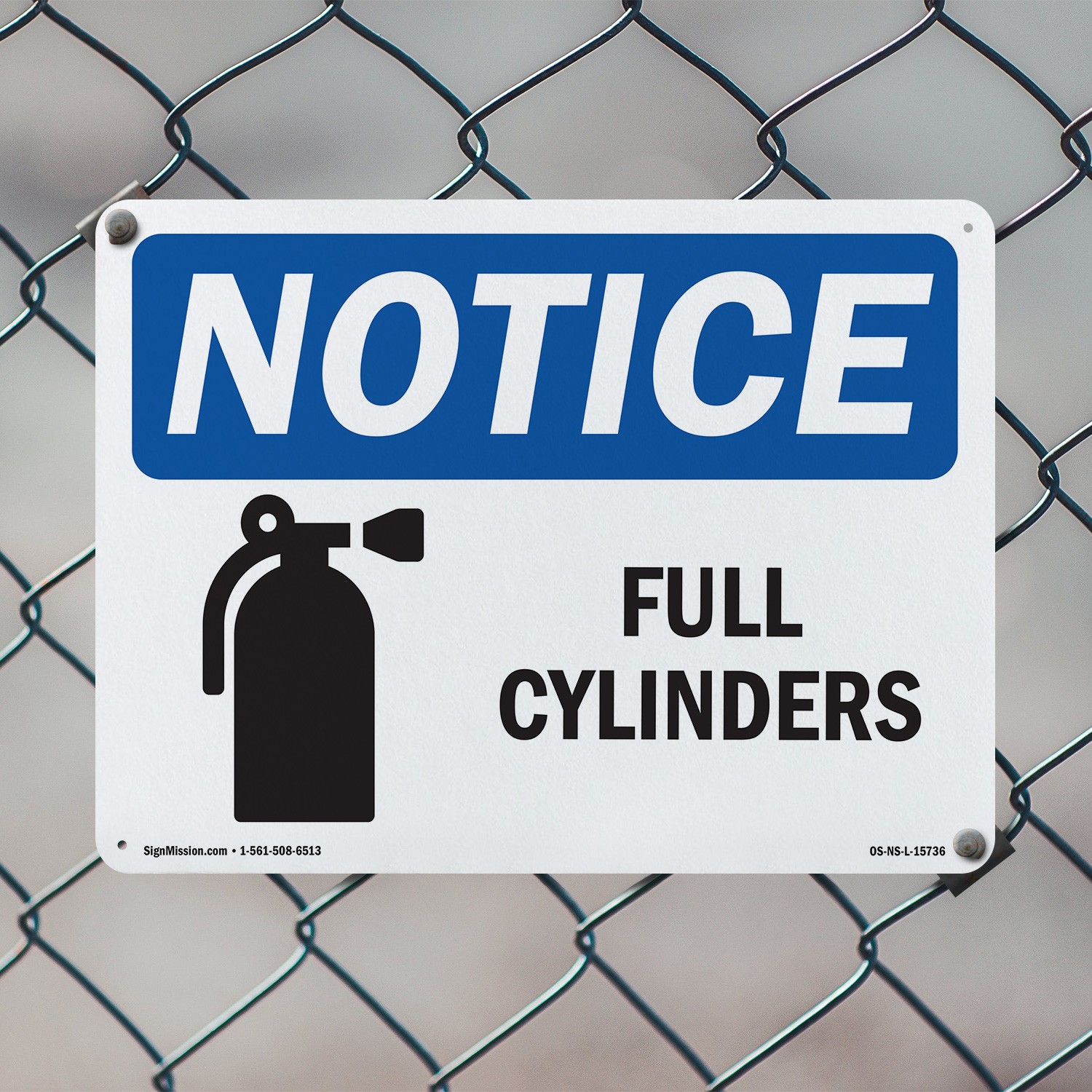 Full Cylinders OSHA Notice Sign Metal, Plastic, Or Decal – 5 or 10 Pack