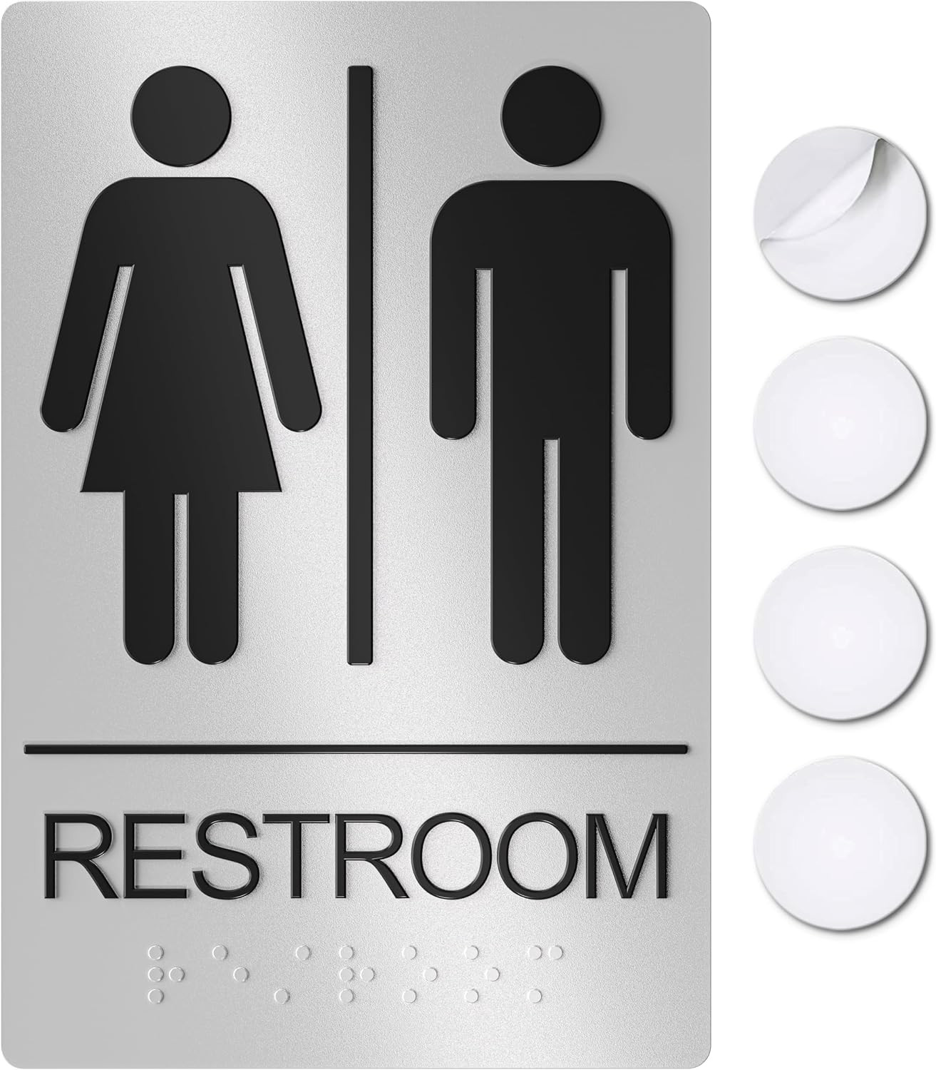Restroom Sign for Business – 9 X 6 Inch – 1 Pack | ADA Compliant, Raised Text wi