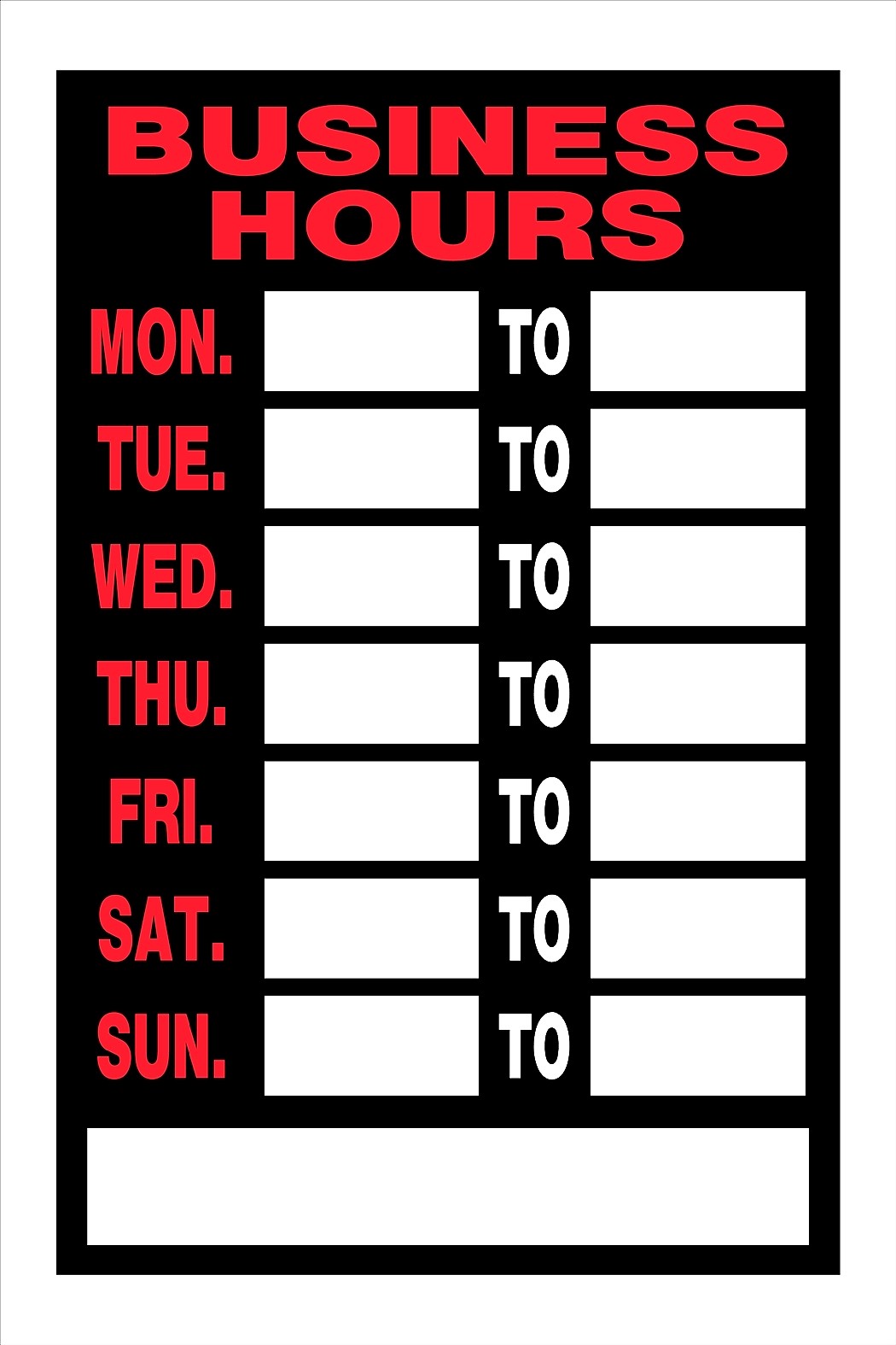 BUSINESS HOURS Open & Closed door window SIGN days of week 8&Prime;x12&Prime; Hillman 839888