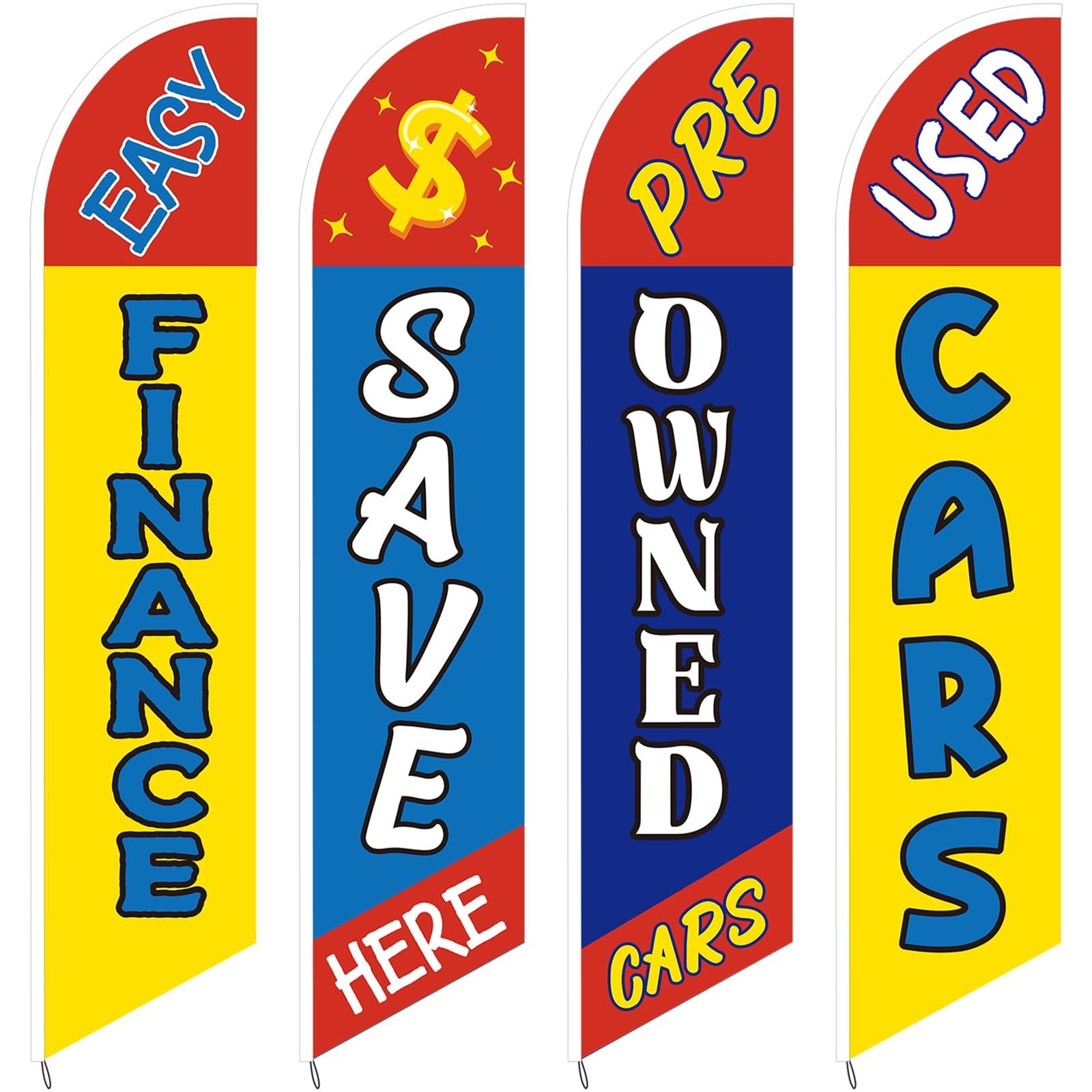 12ft Windless Swooper Flags – 4 Pcs Used Cars Advertising for Auto Sales