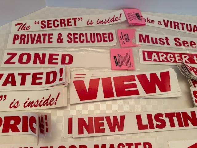 Lot of 106 Realtor Real Estate Peel & Stick RIDER SIGNS Sale Pending New Price +