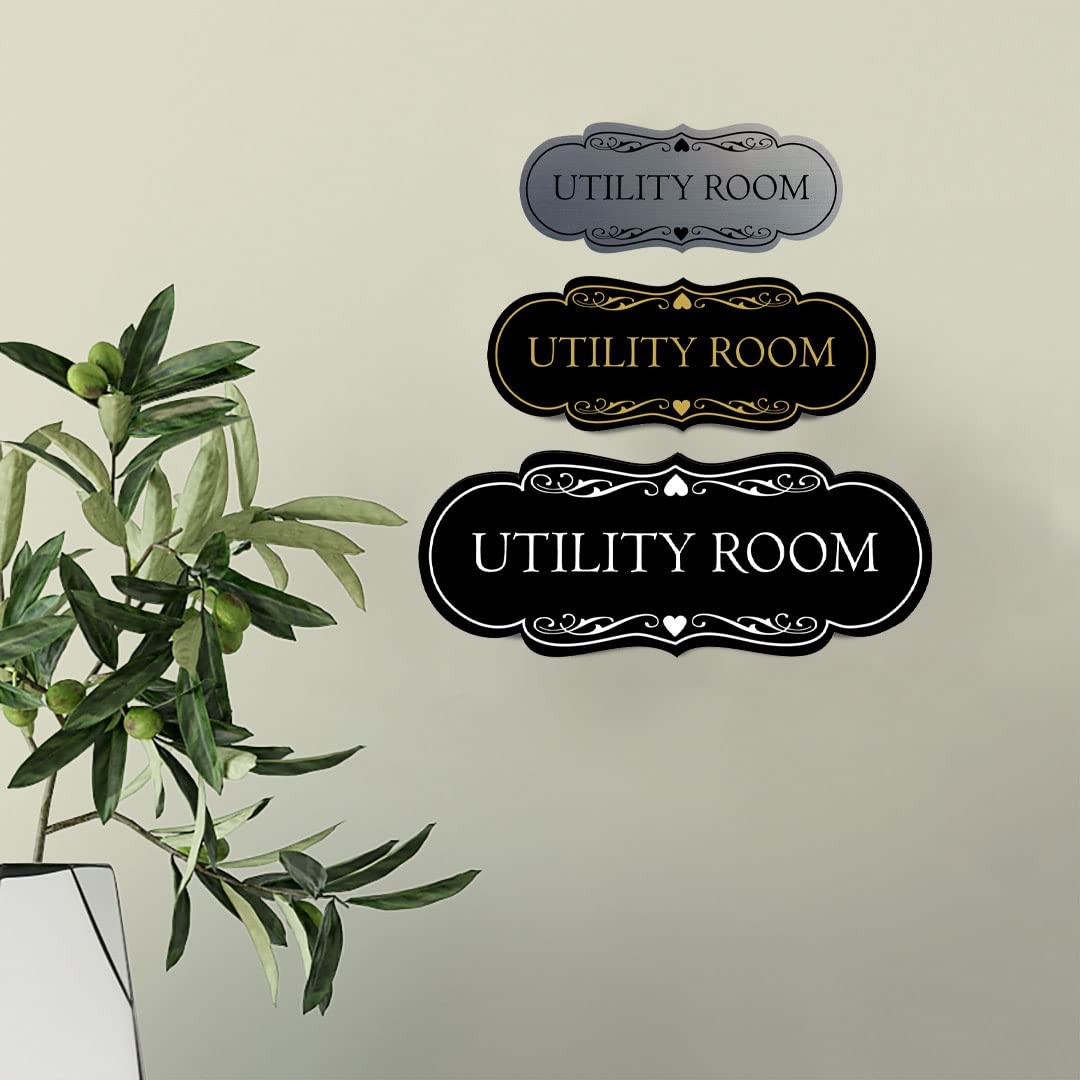 Designer Utility Room Sign Brushed Gold Small Door Wall Office Marker Plaque
