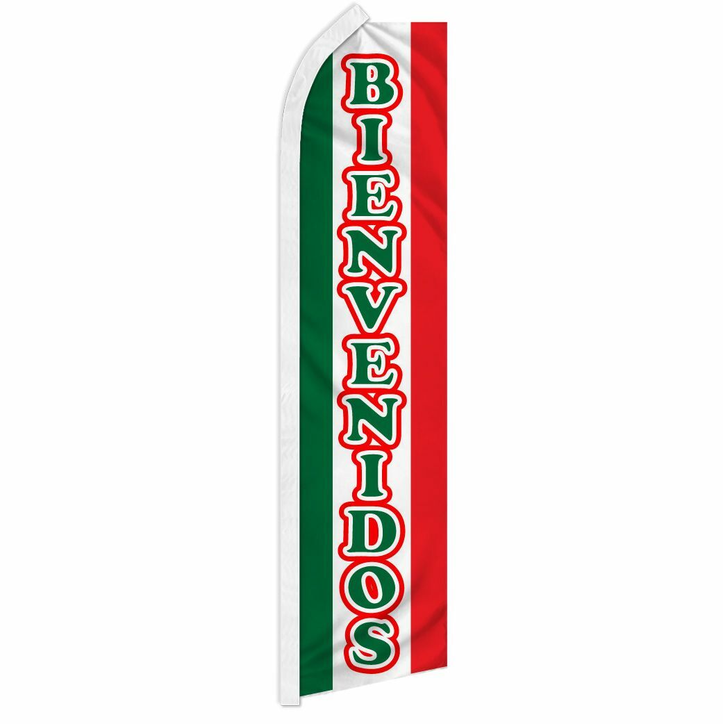 « BIENVENIDOS » advertising super flag swooper banner business sign welcome