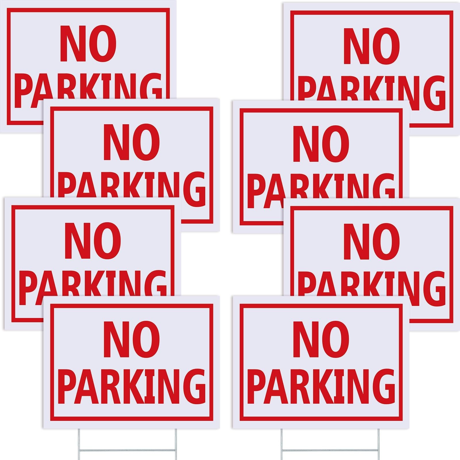 12×16 Inch No Parking Signs – 8 Pcs Waterproof Double-Sided Yard Signs with Stak
