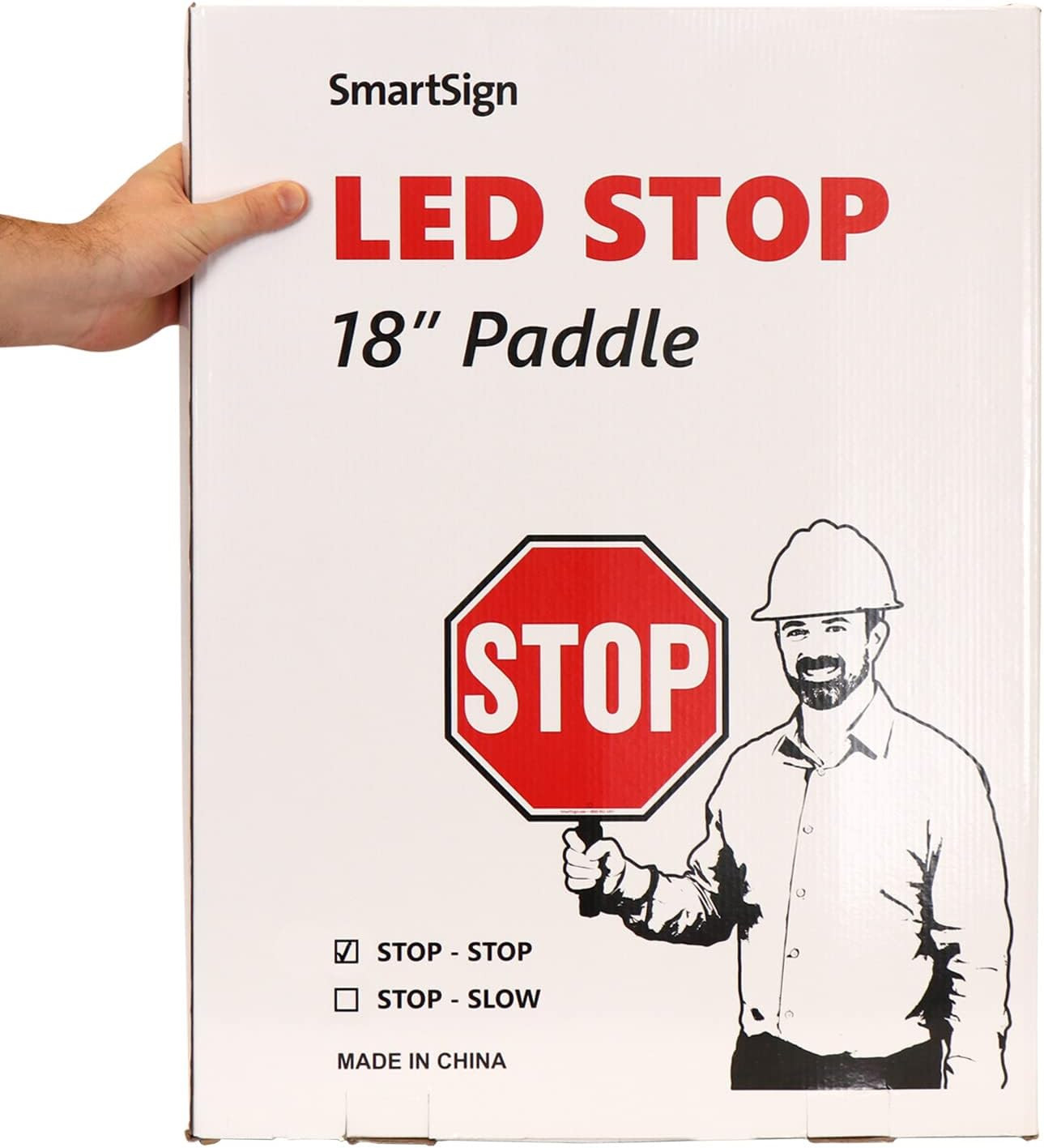 LED Stop Paddle – Rechargeable Reflective Handheld Sign with Dual Light Modes