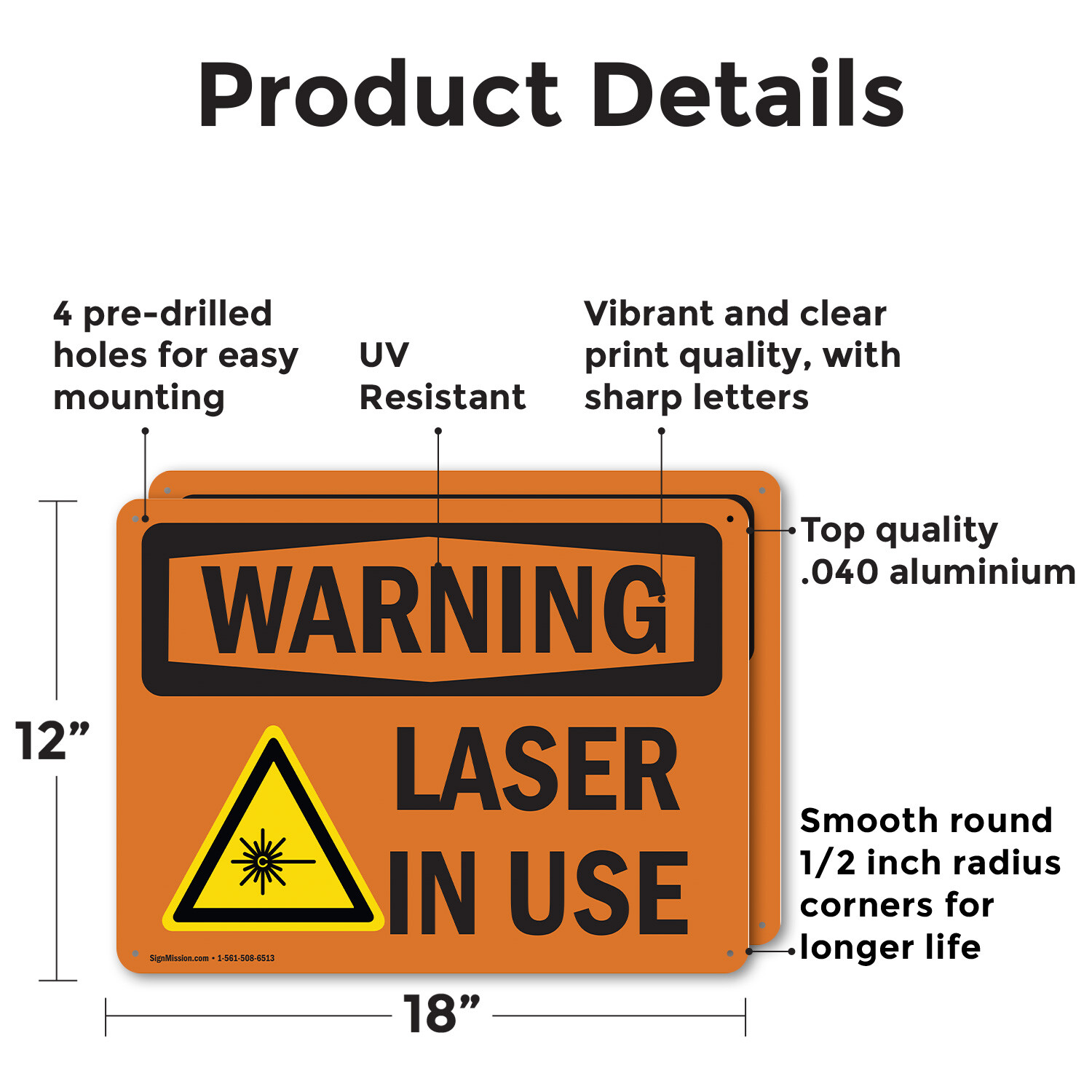 (2 Pack) Laser In Use OSHA Warning Sign Decal Metal Plastic