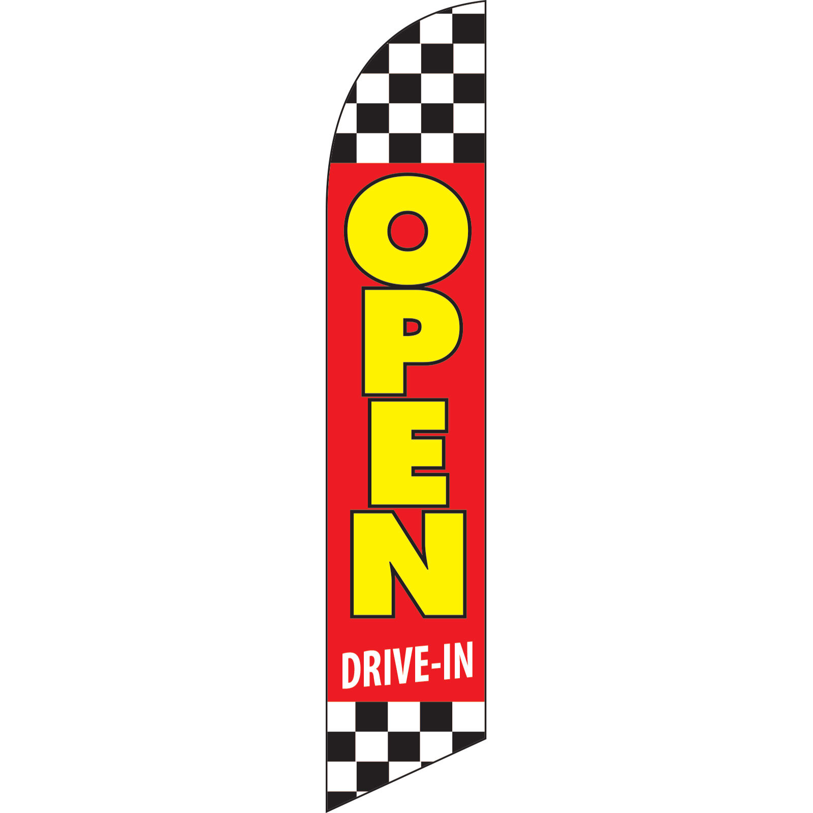 Open Drive-In Checkered 2 1/2 ft X 11 1/2 ft Windless Swooper Flag