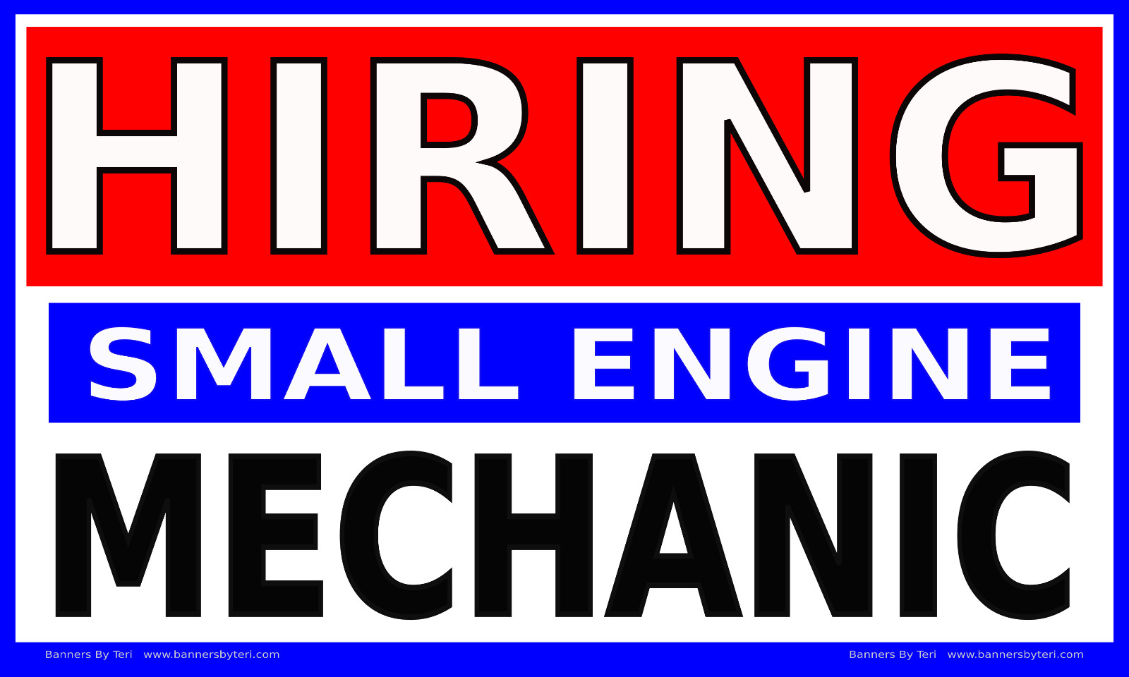 HIRING SMALL ENGINE MECHANIC – Large 4X6 Vinyl Banner – Fast Shipping – USA MADE
