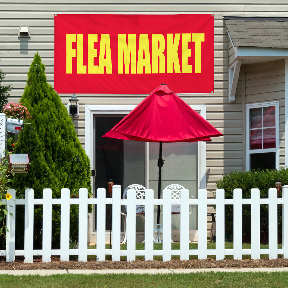 Vinyl Banner Multiple Sizes Flea Market Promotion Business Retail Outdoor