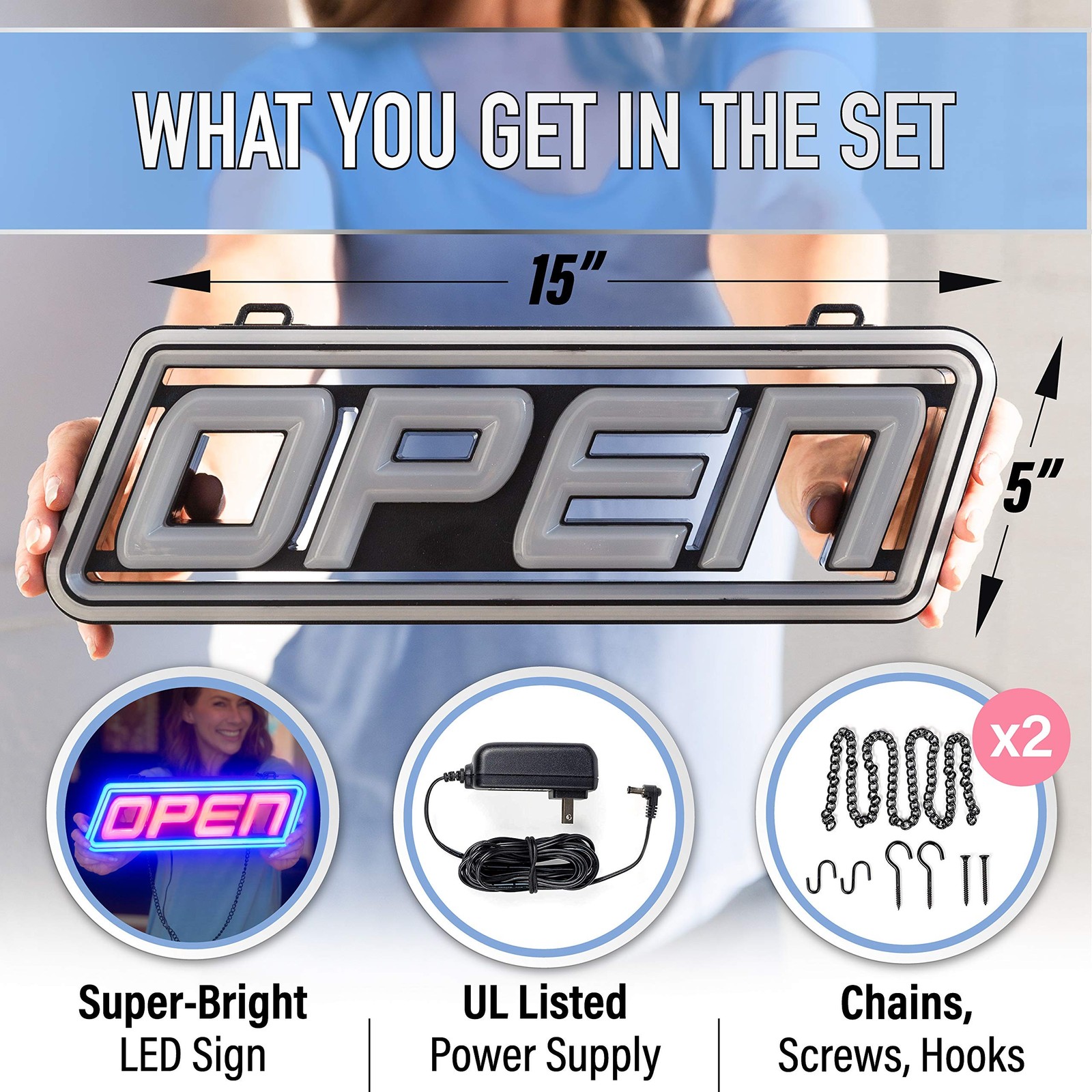 GLI Super-Bright LED Open Sign – Stand Out in Daylight too with this Ultra Br…