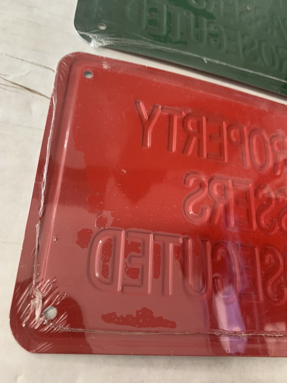 Vintage Retro Private property trespassers will be prosecuted Red Retro 12”x 6”