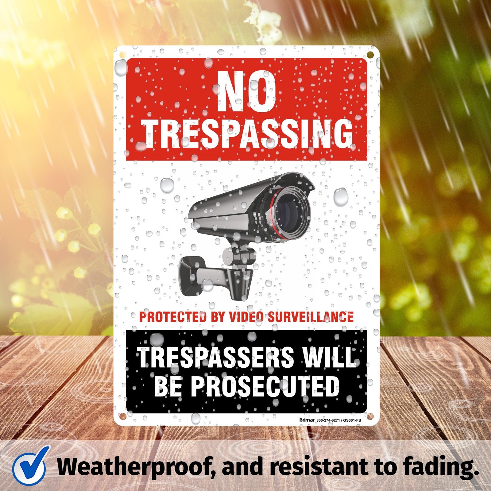 – 7&Prime;x10&Prime; No Trespassing Protected by Video Surveillance Sign – Weatherproof R…