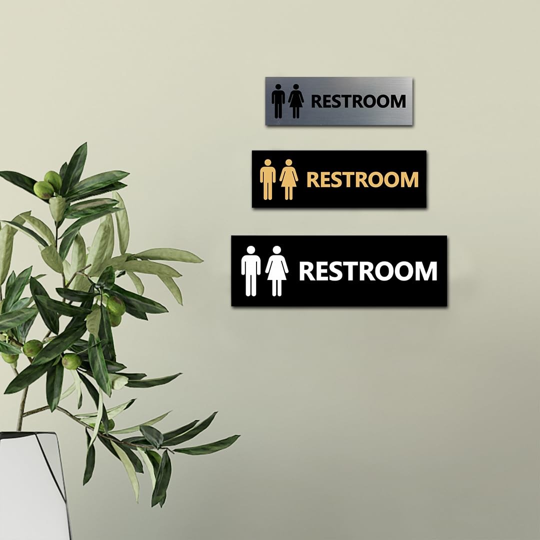 1 PCS Large Basic Unisex Restroom Sign Brushed Gold Door Marker Bathroom Tag