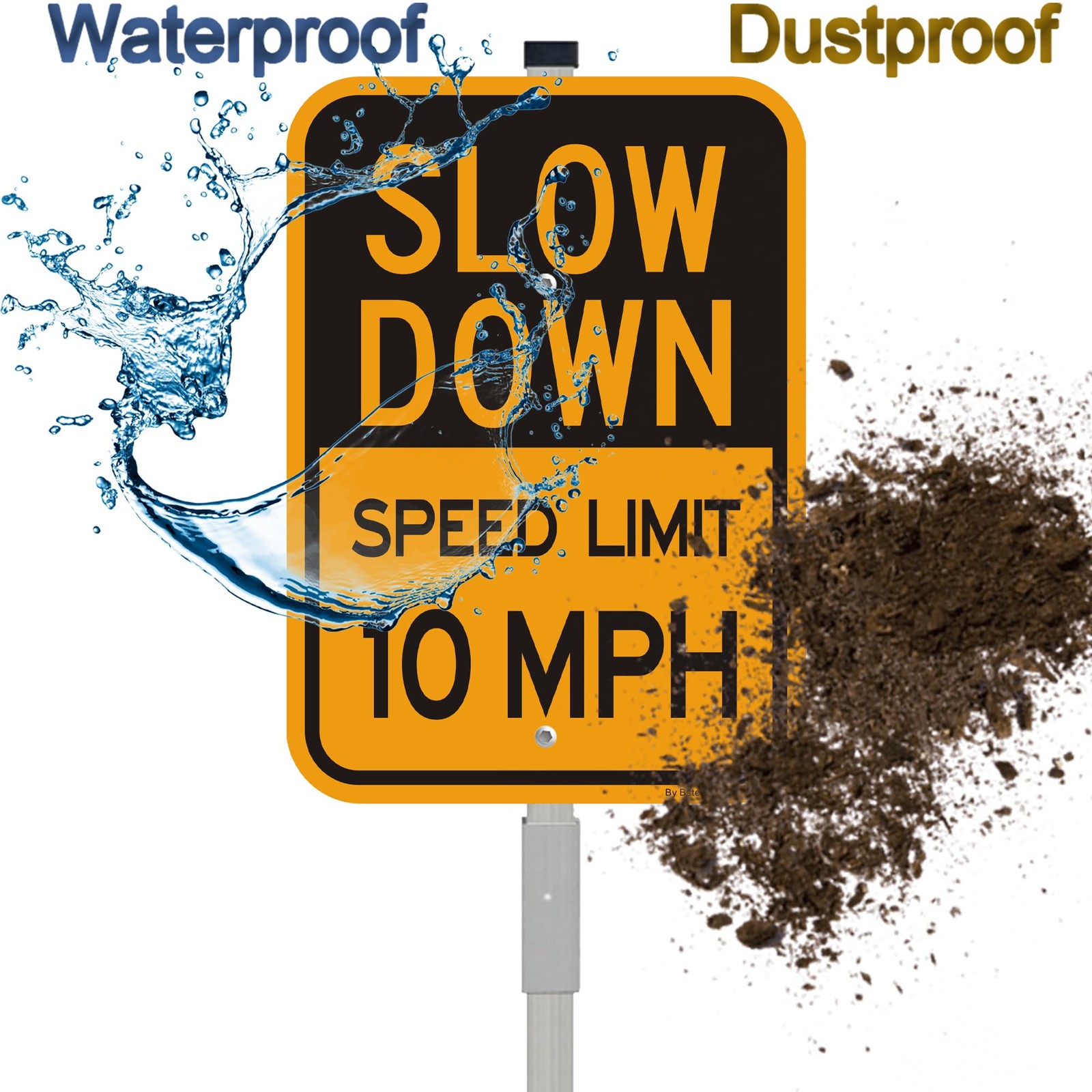 2 PCS Slow Down Speed Limit 10MPH Sign 14×10 Inch Aluminum With 36 Inch Stake