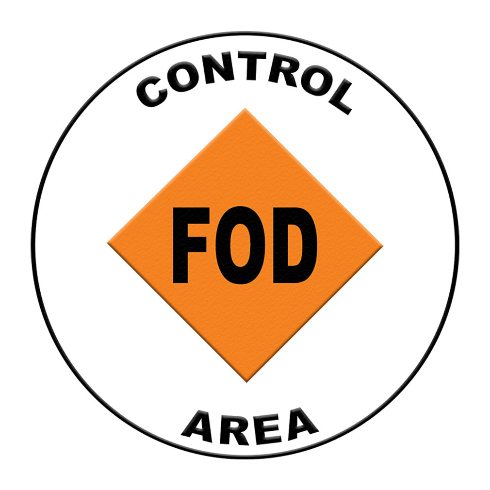 Floor Decals Control Fod Area Orange Black Anti-Slip Round Shape Signs Stickers