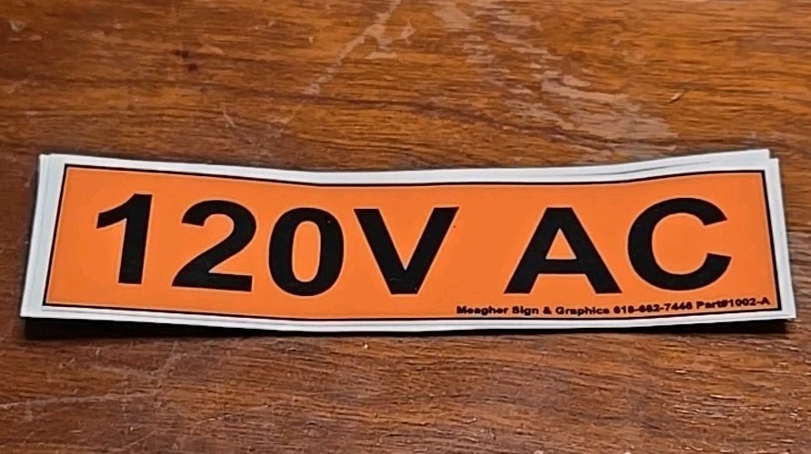 Conduit Line Marker Orange Black 120V Volt Sticker Meagher Sign 1002-A (7E4)