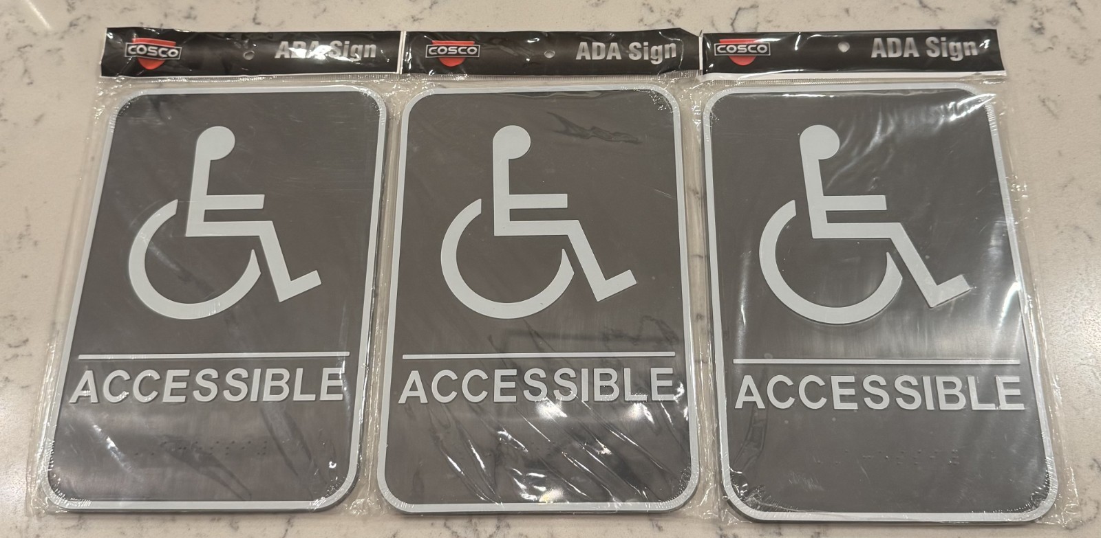 ADA Restroom Sign 9×6 Braille Cosco (Lot of 3)
